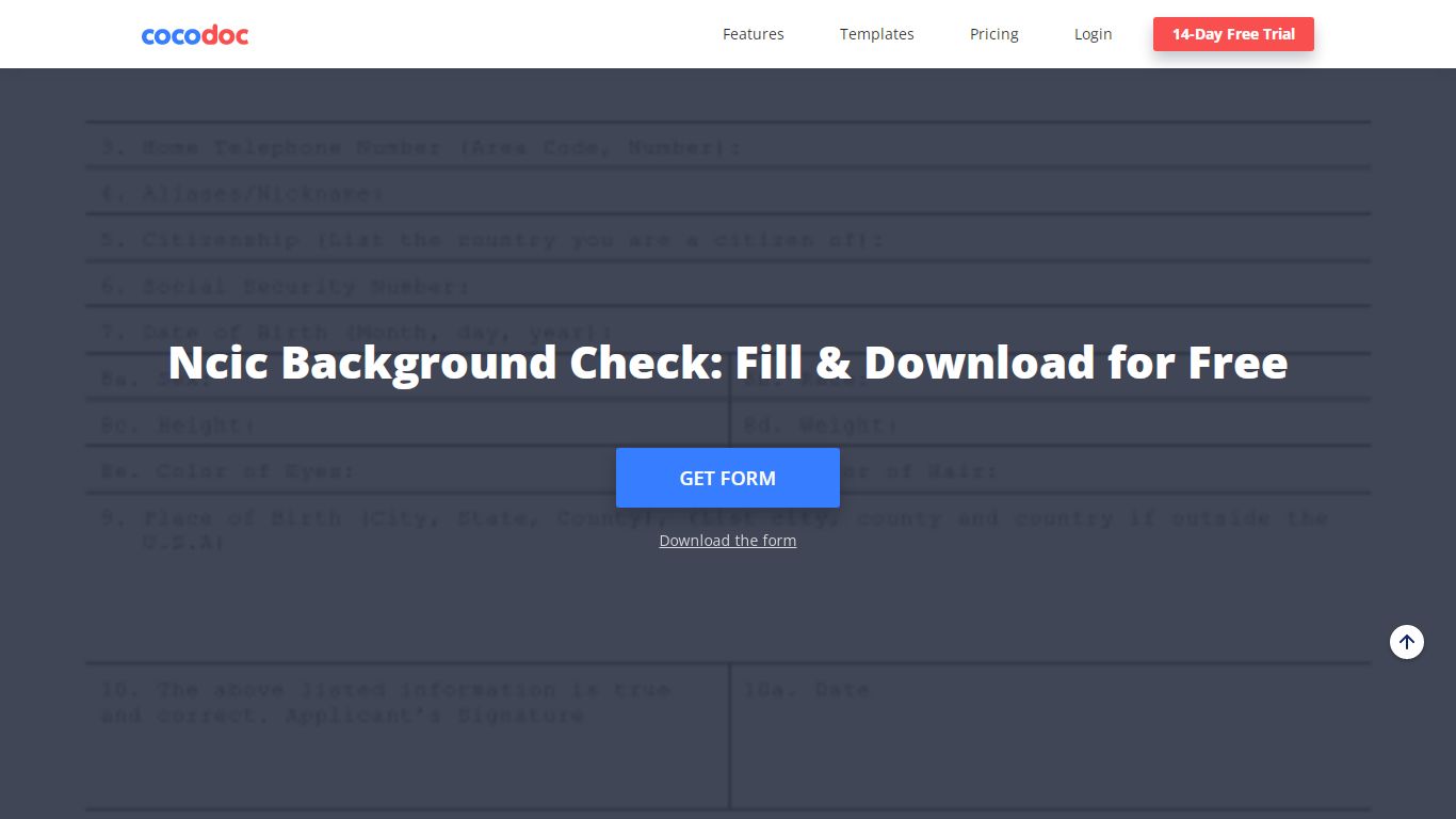 Ncic Background Check: Fillable, Printable & Blank PDF Form for Free ...