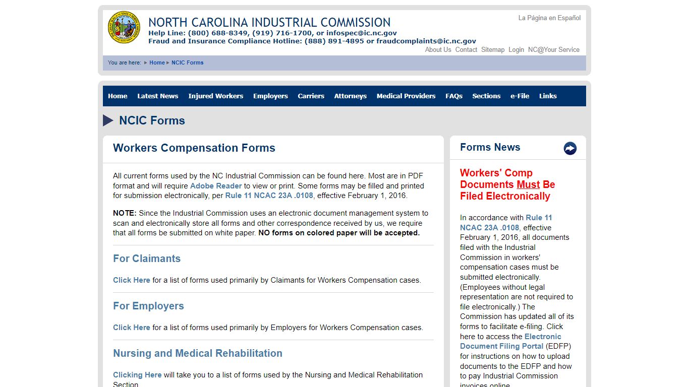 N.C. Industrial Commission Forms